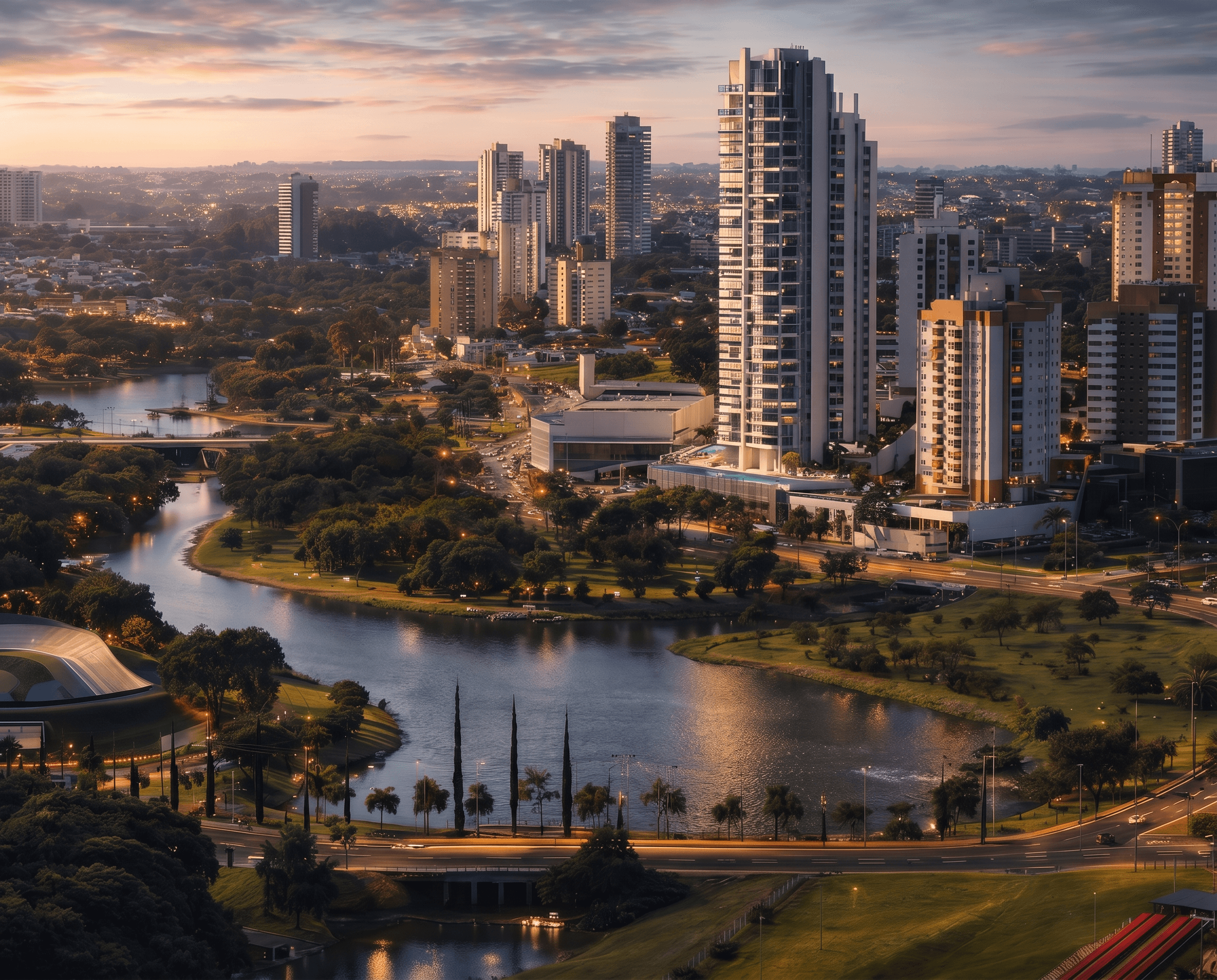 Skyline de Indaiatuba ao entardecer